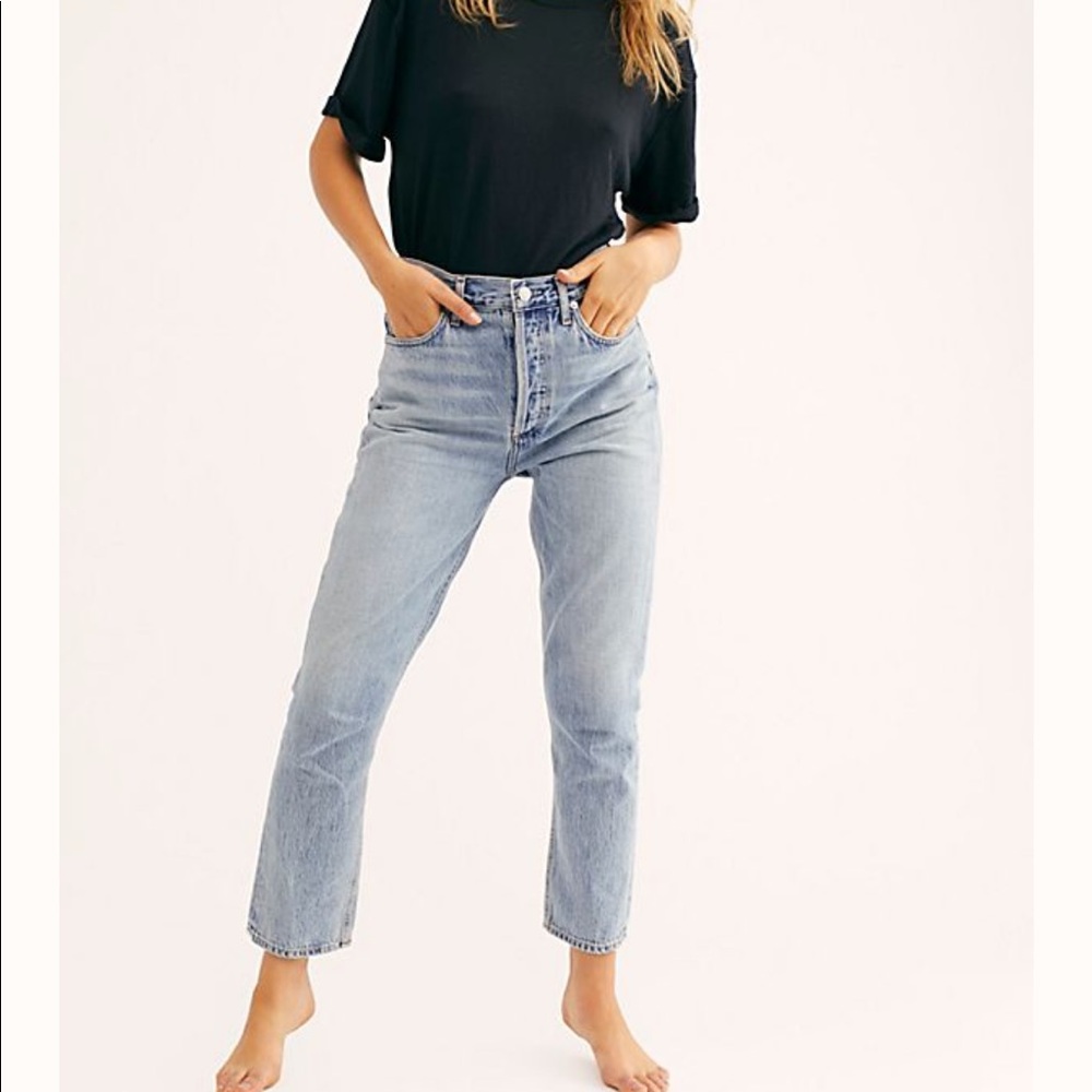 Agolde double pocket riley high rise straight crop